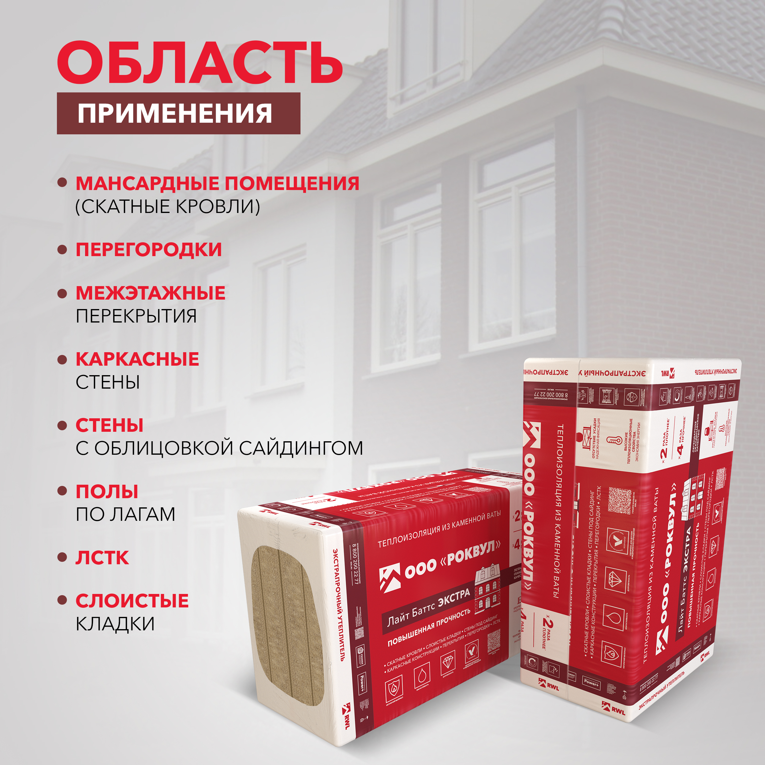 Утеплитель Роквул Лайт Баттс Экстра 1000х600х50 мм цена за упаковку
