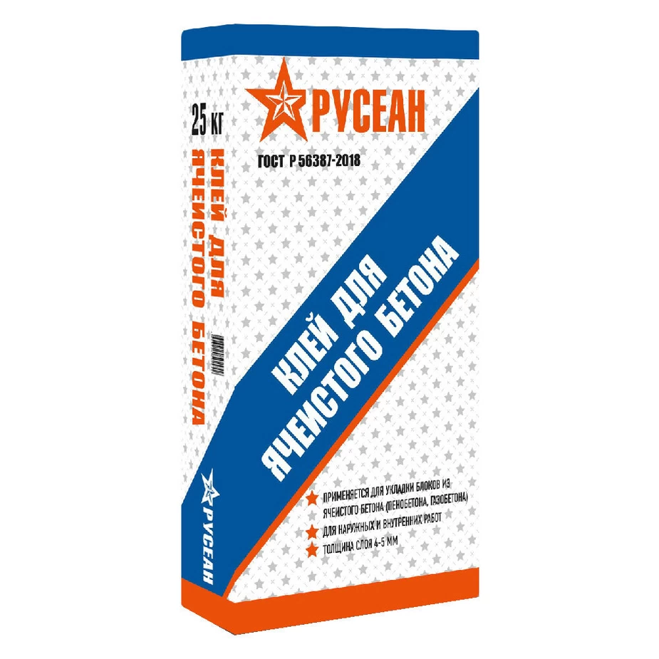 Клей для ячеистого бетона Русеан 25 кг