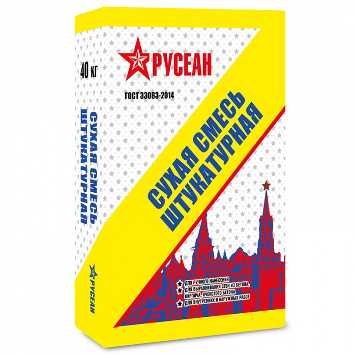 Сухая штукатурная смесь М150 Русеан 40 кг цена