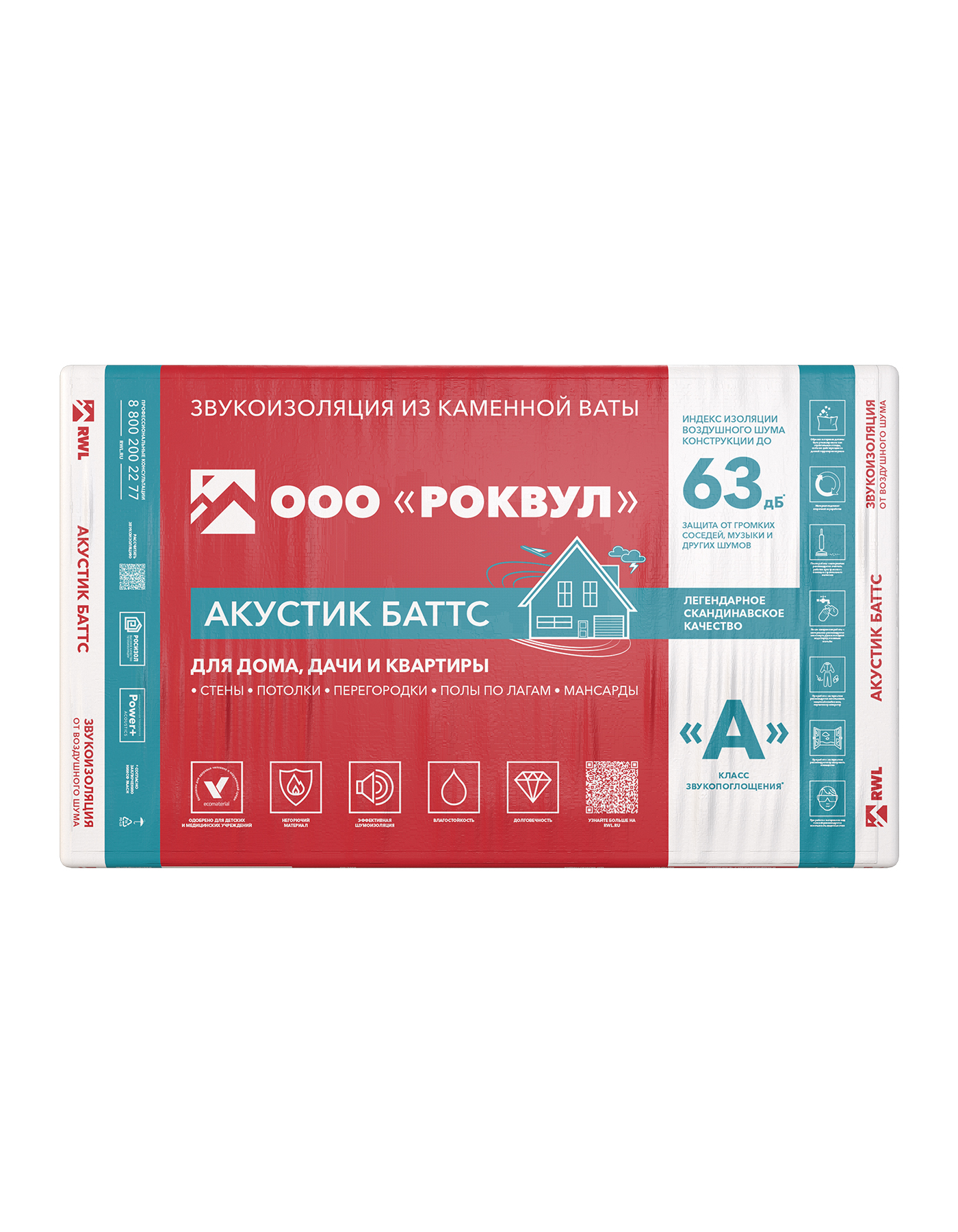 Утеплитель Роквул Акустик Баттс 1000х600х50 мм