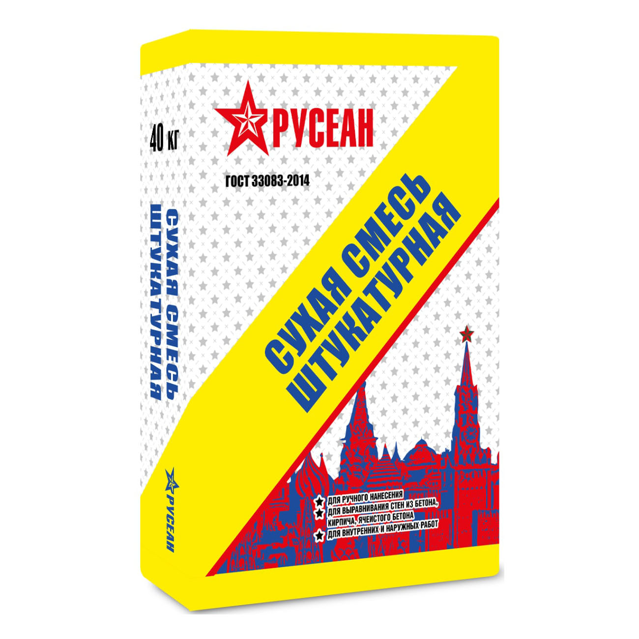 Смесь сухая штукатурная модифицированная Русеан 40кг цена