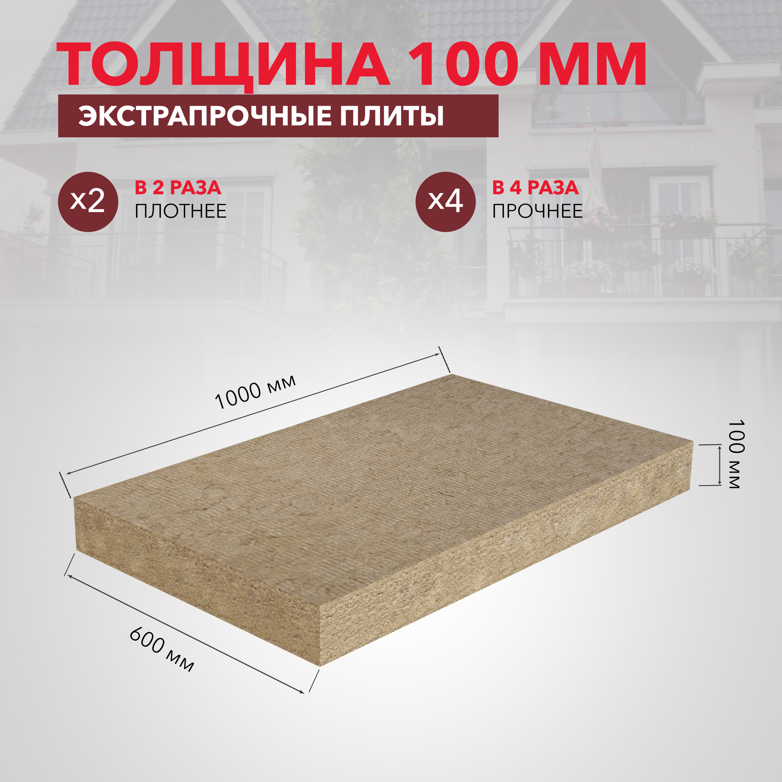 Утеплитель Роквул Лайт Баттс Экстра 1000х600х100 мм цена за упаковку