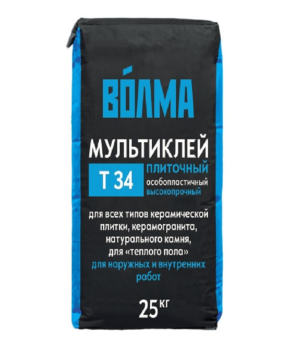 Клей для плитки цементный Волма Мультиклей Т34 25 кг цена
