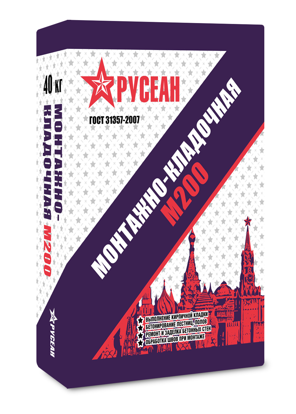 Сухая смесь Русеан М-200 монтажно-кладочная 40 кг цена