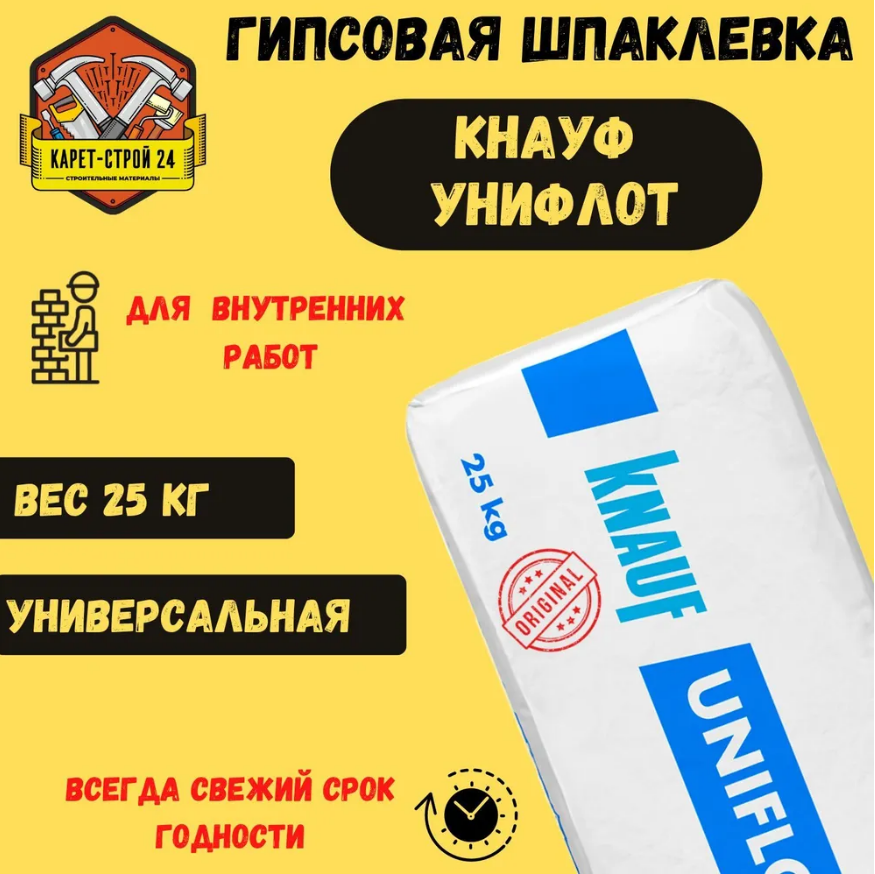 Шпатлевка гипсовая Кнауф Унифлот 25 кг цена