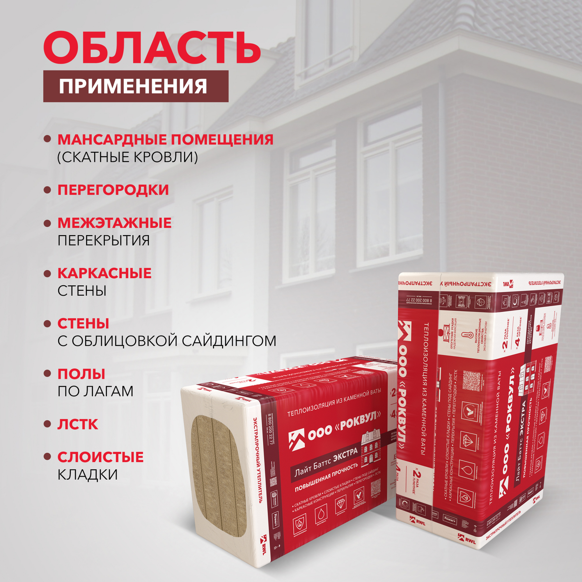 Утеплитель Роквул Лайт Баттс Экстра 1000х600х100 мм цена за упаковку